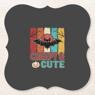 Griezelig Cute Halloween Vleermuis Retro Grafisch Kartonnen Onderzetters