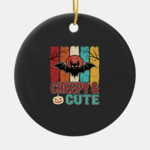 Griezelig Cute Halloween Vleermuis Retro Grafisch Keramisch Ornament