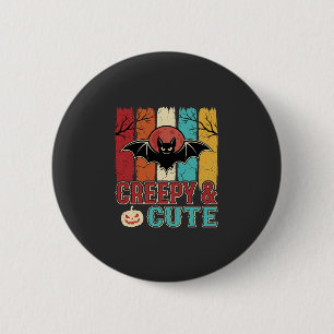 Griezelig Cute Halloween Vleermuis Retro Grafisch Ronde Button 5,7 Cm