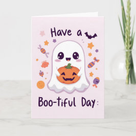 Griezelig Cute Halloween Wenskaart – Retro Neon A Kaart