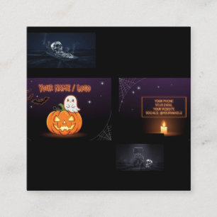 Griezelig Cute Halloween Zakelijke Kaart Vierkante Visitekaartje