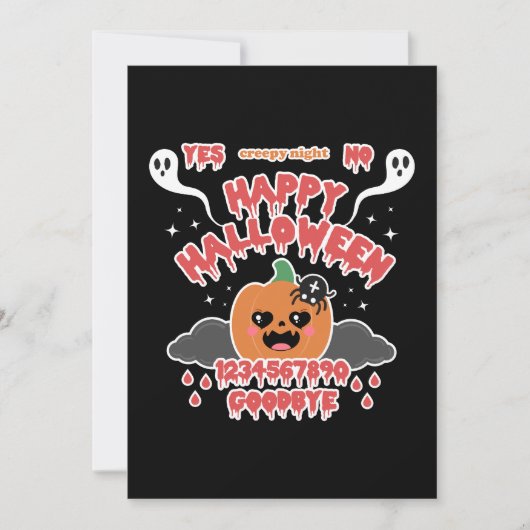 Griezelig Cute Kawaii Halloween Geesten Bord  Feestdagenkaart (Voorkant)