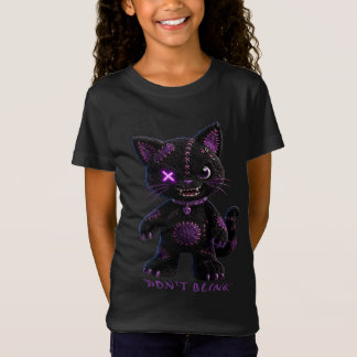 Griezelig Cute Mysté Gestikte Zwarte Kat Gothic Ki T-shirt
