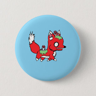 Griezelig Cute Paddenstoel Vos Ronde Button 5,7 Cm
