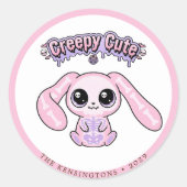 Griezelig Cute Roze Goth Konijn Pasen Sticker (Voorkant)