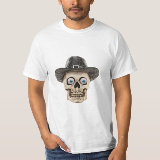 Griezelig Cute Schedel met Hoed T-Shirt (Voorkant)