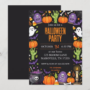 Griezelig Cute Schoolbord Halloween Feest Uitnodig Kaart