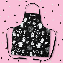 Griezelig Cute Zwarte en Witte Halloween Schort