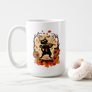Griezelig Cute Zwarte Kat Vioolspelend T-Shirt Koffiemok