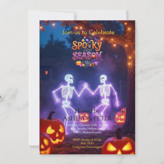 Griezelig Dansend Skelet Zwarte Halloween Feest Kaart