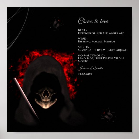Griezelig donker humeurig gothic schedel drinken m poster (Voorkant)