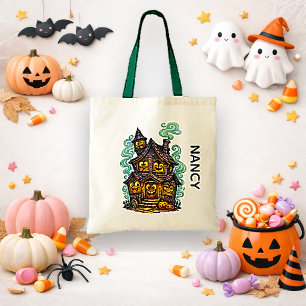 Griezelig Donker Whimsical Spookhuis Trick or Trea Tote Bag