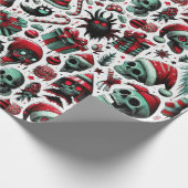 griezelig dood kerstpatroon cadeaupapier (Hoek)