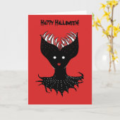 Griezelig Duivel Meisje Tanden Brein Gelukkig Hall Kaart (Gele Bloem)