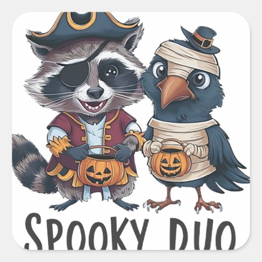 Griezelig Duo Vierkante Sticker (Voorkant)