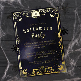 Griezelig Elegante Geest Halloween Feest Tarotkaar Folie Uitnodiging