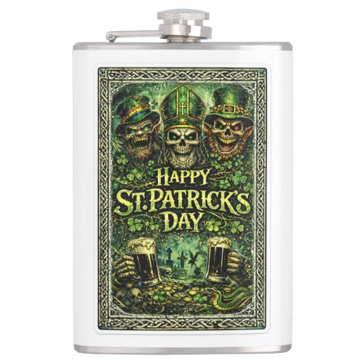Griezelig en donker St.Patrick's Day ontwerp Heupfles (Voorkant)