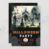 Griezelig en eng kerkhof zwart Halloween Kaart (Voorkant / Achterkant)
