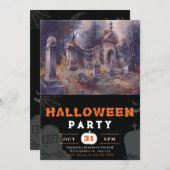 Griezelig en eng kerkhof zwart Halloween Kaart (Voorkant / Achterkant)