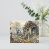 Griezelig en mooi grijs kerkhof Halloween Feestdagenkaart (Staand voorkant)