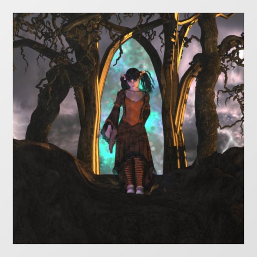 Griezelig en Schattige Halloween Meisje Raamsticker (Vel)