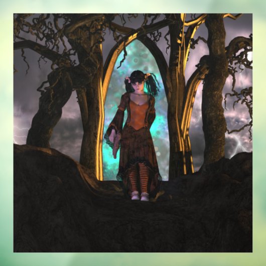 Griezelig en Schattige Halloween Meisje Raamsticker (Vel 3)