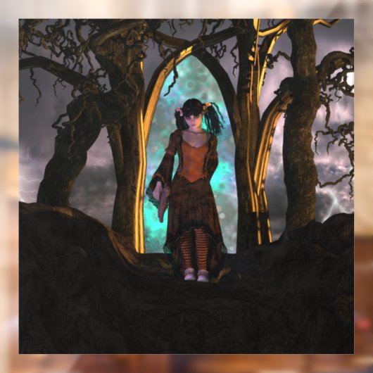 Griezelig en Schattige Halloween Meisje Raamsticker (Vel 2)