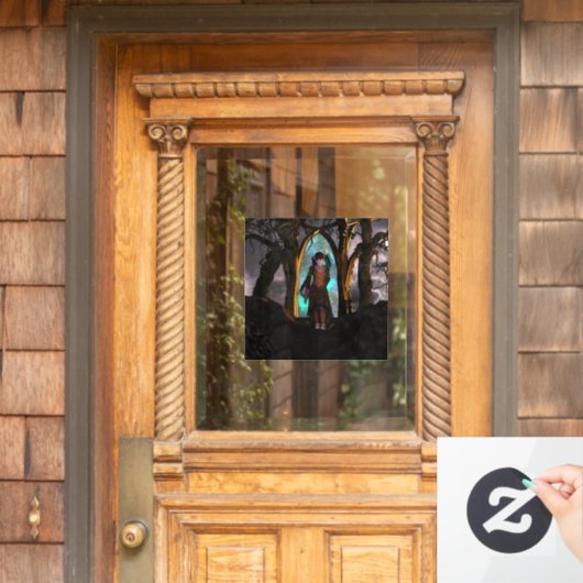 Griezelig en Schattige Halloween Meisje Raamsticker (Huis Deur)