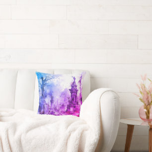 Griezelig en Spooky Cemetery Paarse & Blauw Hallow Kussen
