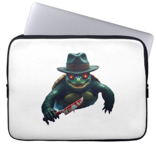 Griezelig eng Halloween Schildpad T-shirt Laptop Sleeve