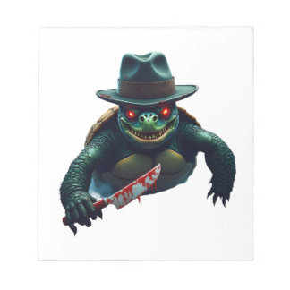 Griezelig eng Halloween Schildpad T-shirt Notitieblok