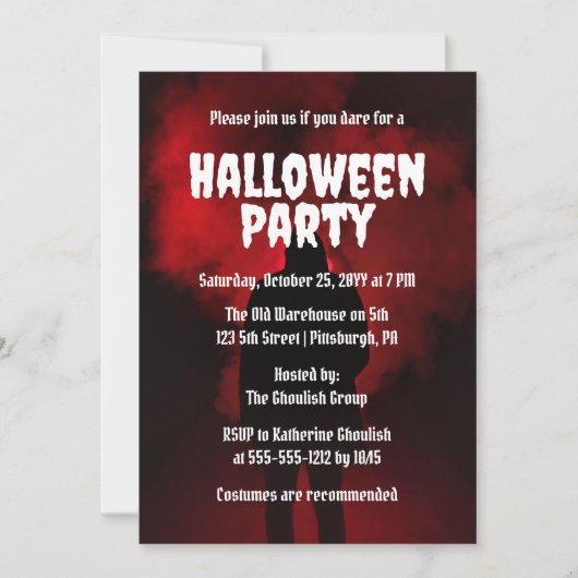 griezelig eng hooded stalker halloween party kaart (Voorkant)