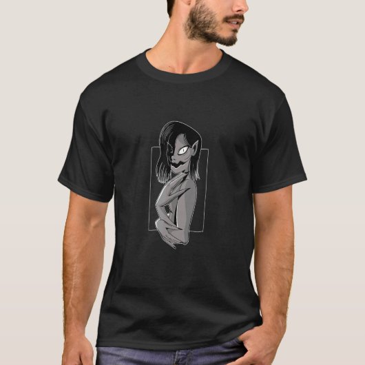 griezelig eng monster kijken t-shirt (Voorkant)