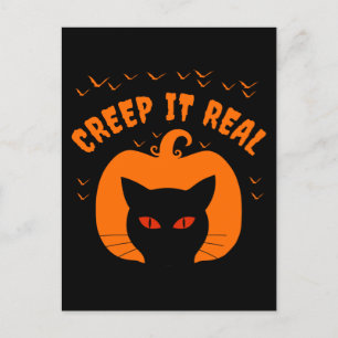 GRIEZELIG FUNNY KAT HALLOWEEN BRIEFKAART