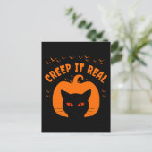 GRIEZELIG FUNNY KAT HALLOWEEN BRIEFKAART (Staand voorkant)