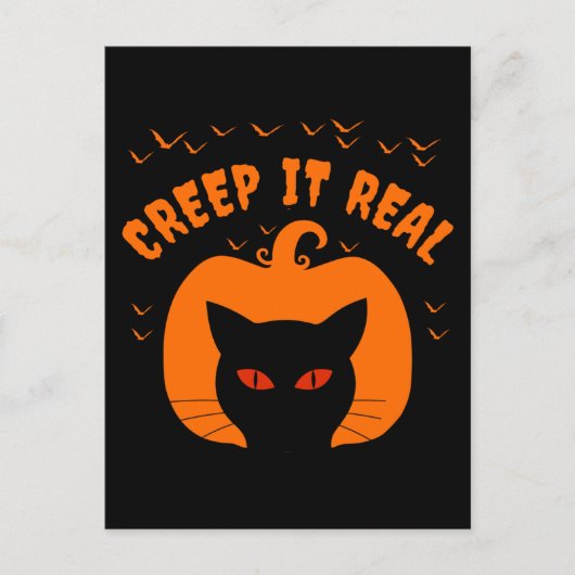 GRIEZELIG FUNNY KAT HALLOWEEN BRIEFKAART (Voorkant)