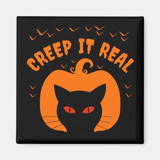 GRIEZELIG FUNNY KAT HALLOWEEN MAGNEET (Voorkant)