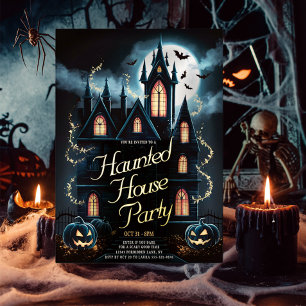 Griezelig Gehaunted Huis Halloween Feest Custom Folie Uitnodiging