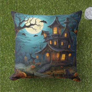 Griezelig Gehaunted Huis Halloween Herfst Decorati Buitenkussen