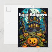 griezelig gelukkig halloween spookhuis na donker briefkaart (Voorkant / Achterkant)