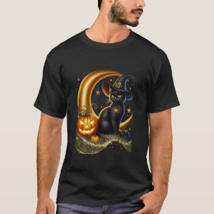 Griezelig Genot Halloween Zwarte Kat Pompoen Heks T-shirt