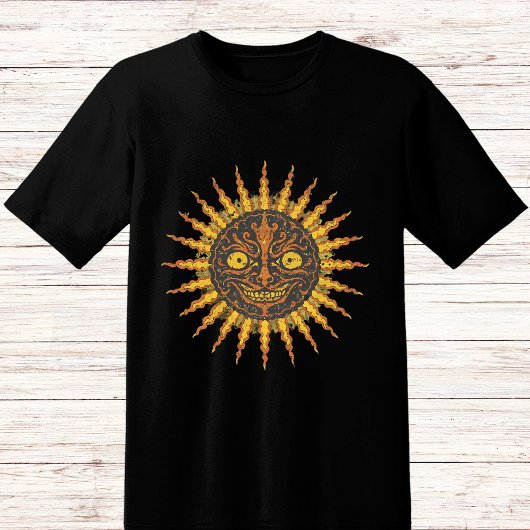Griezelig gezicht lachende zon t-shirt