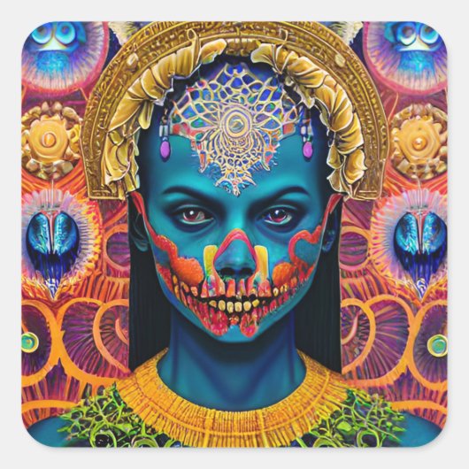 Griezelig Gezicht Schilderen Halloween Stickers (Voorkant)