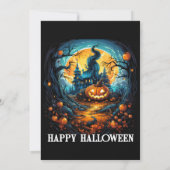 Griezelig gloeiend pompoen Halloween Party uitnodi Kaart (Achterkant)