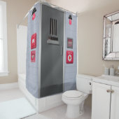 Griezelig gluiperend psych patiënt eenzame opsluit douchegordijn (In situ)