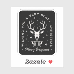 Griezelig gotisch kerstrendierskelet sticker