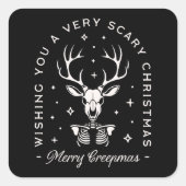 Griezelig gotisch kerstrendierskelet vierkante sticker (Voorkant)