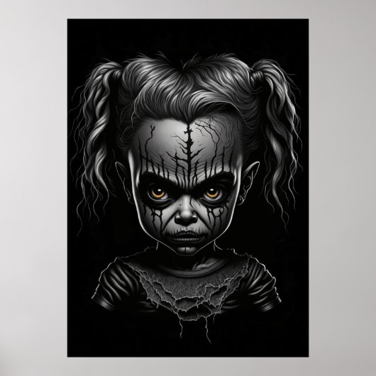 Griezelig Gotisch Kind, Chibi, Doll Scary Wall Dec Poster (Voorkant)