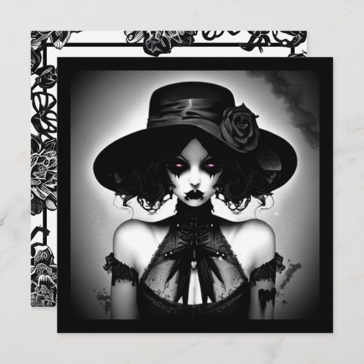 griezelig gotisch meisje halloween kaart (Voorkant / Achterkant)