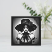 griezelig gotisch meisje halloween kaart (Staand voorkant)